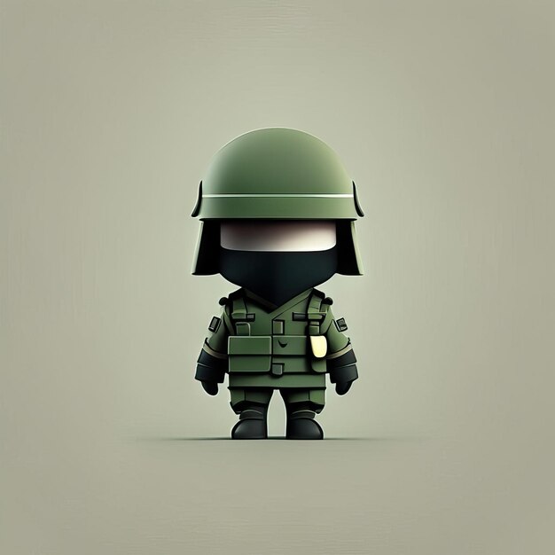 Ilustración de mascota soldado minimalista