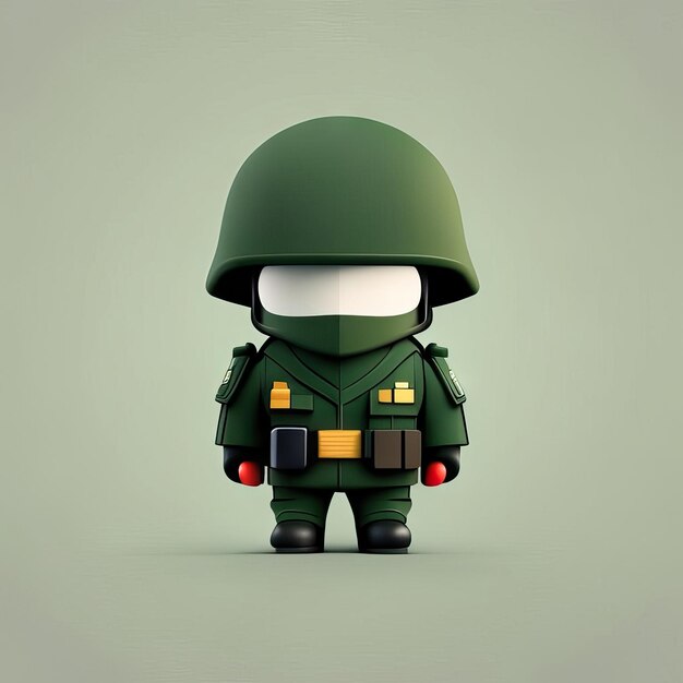 Ilustración de mascota soldado minimalista
