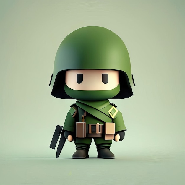 Foto ilustración de mascota soldado minimalista