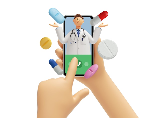 Ilustración médica en 3D aislada sobre un fondo blanco