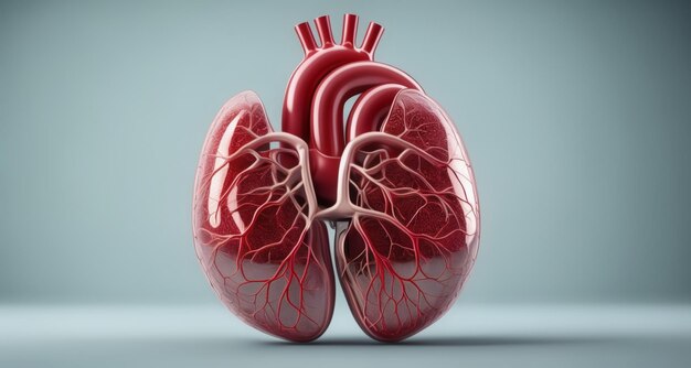 Foto ilustración médica anatómica del corazón y los pulmones