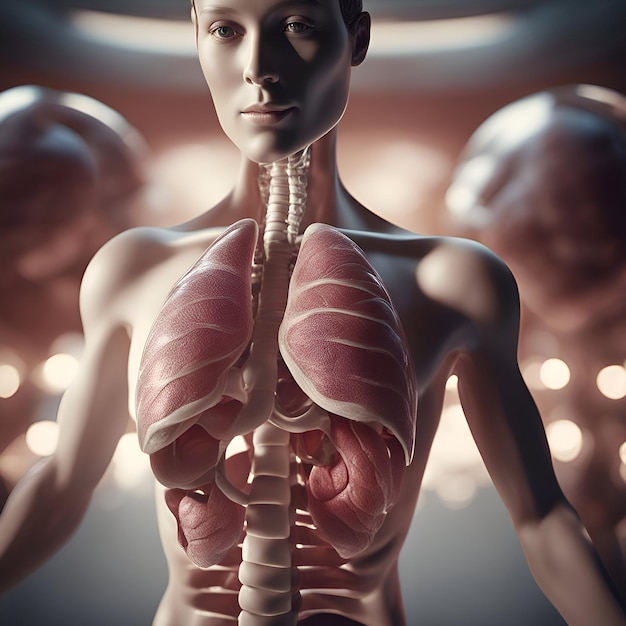 Foto ilustración médicamente precisa en 3d de una anatomía humana los pulmones