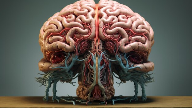 Foto ilustración médicamente precisa en 3d del cerebro humano