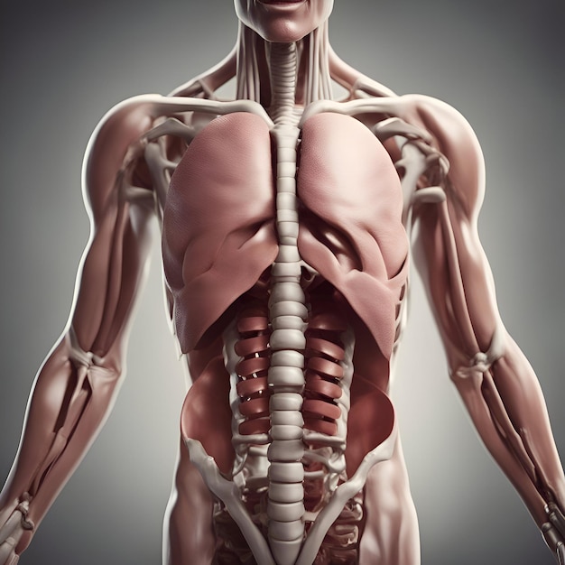 Foto ilustración médicamente precisa de la anatomía del cuerpo humano en 3d