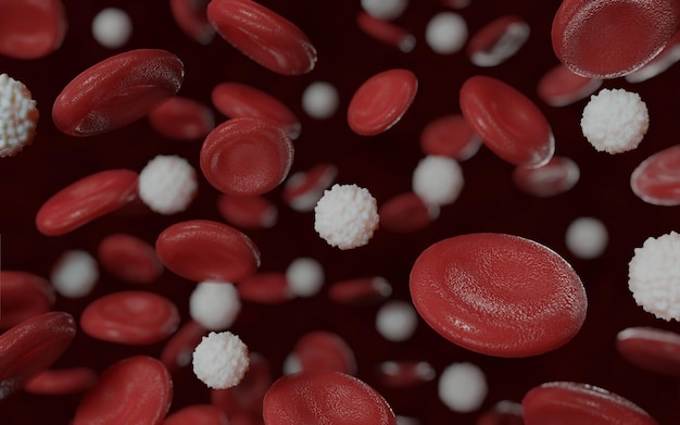 Ilustración médicamente precisa de demasiados glóbulos blancos debido a la leucemia