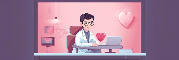 Ilustración de médico haciendo telemedicina ai generativo