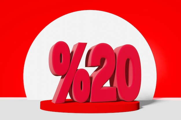 Ilustración de mega venta con 10 por ciento de descuento en color rojo Ilustración 3D con fondo rojo y espacio de copia
