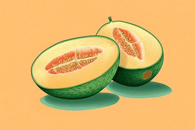 Ilustración de melón Ilustración de frutas IA generativa