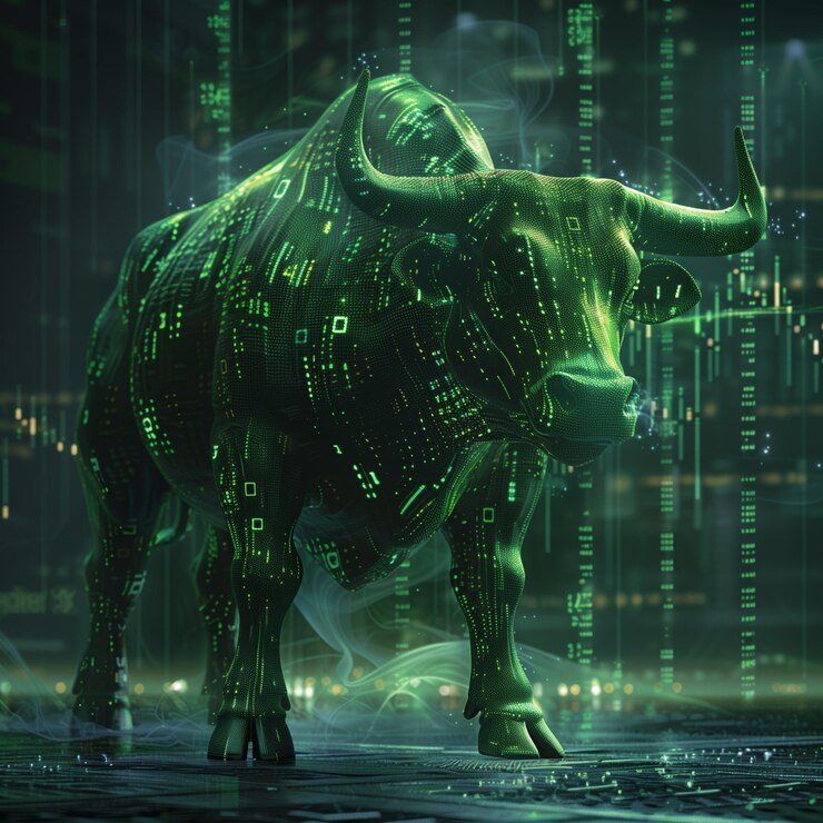 Ilustración del mercado alcista Aumento de los precios de las acciones y optimismo de los inversores en las finanzas