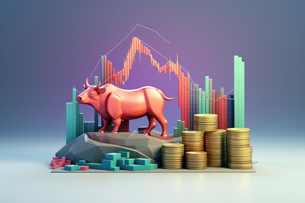 ilustración del mercado de valores 3d