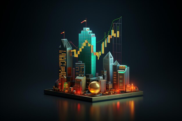 ilustración del mercado de valores 3d