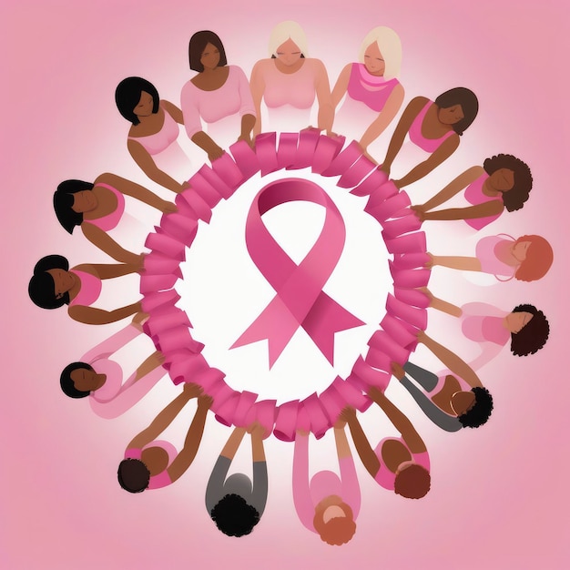 Ilustración del mes de precaución contra el cáncer de mama