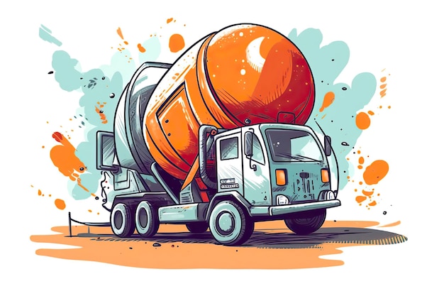 Ilustración de mezclador de concreto Ilustración de transporteIA generativa