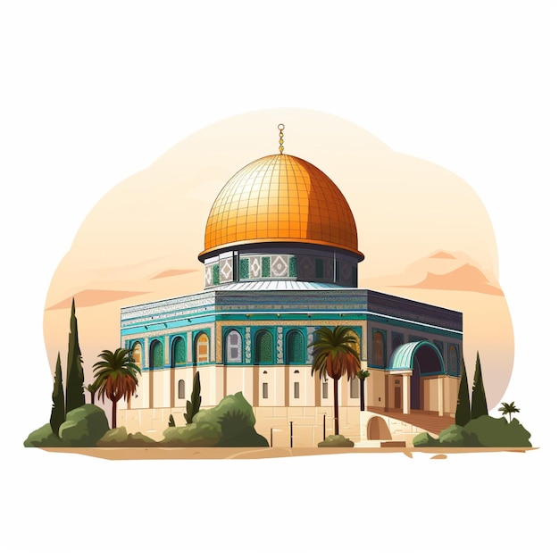 Ilustración de la mezquita de Al-Aqsa sobre un fondo blanco