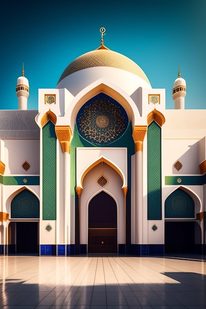 Ilustración de la mezquita islámica de Eid al Adha Linternas árabes y antecedentes islámicos Historia árabe 3d