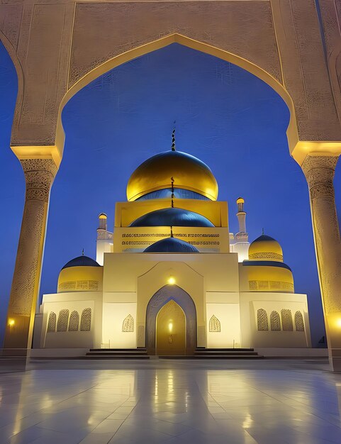 Ilustración de una mezquita por la noche IA generativa