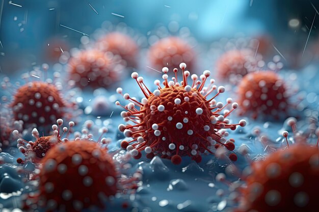 Foto una ilustración microscópica de virus en el agua