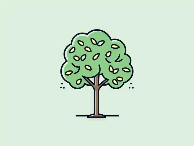 Foto ilustración minimalista de árbol dibujada a mano generada por ia