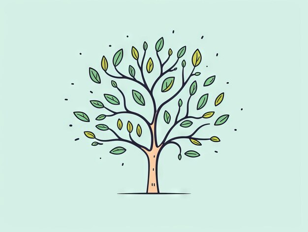 Ilustración minimalista de un árbol dibujado a mano generada por IA