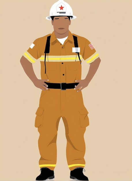 Ilustración minimalista de un bombero en uniforme