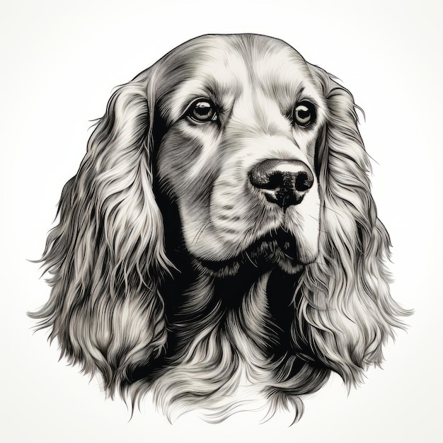 Ilustración minimalista de la cabeza del cocker spaniel dibujada a mano