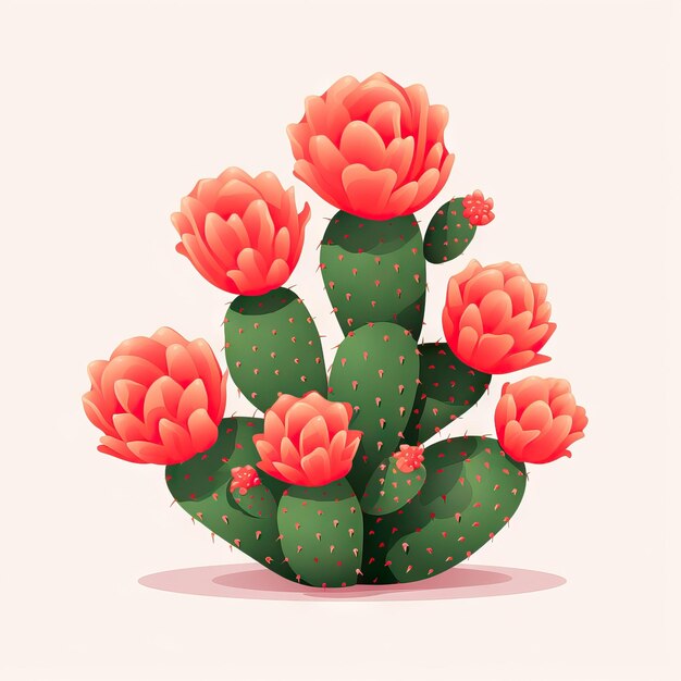 Ilustración minimalista de cactus Opuntia generada por IA