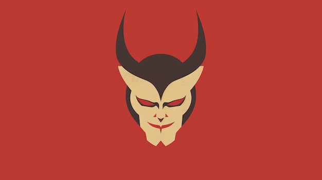 Ilustración minimalista del diablo en tres colores