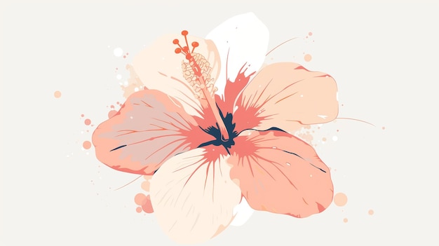 Ilustración minimalista de la flor de hibisco en un fondo sencillo IA generativa