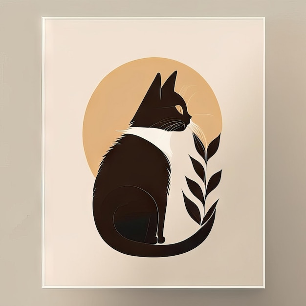 Foto ilustración minimalista de gato