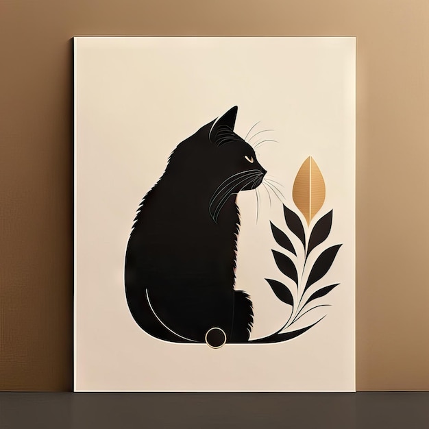 Ilustración minimalista de gato