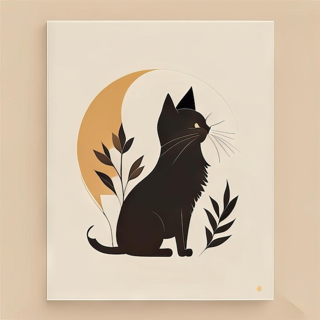 Ilustración minimalista de gato