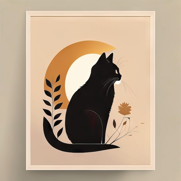 Ilustración minimalista de gato