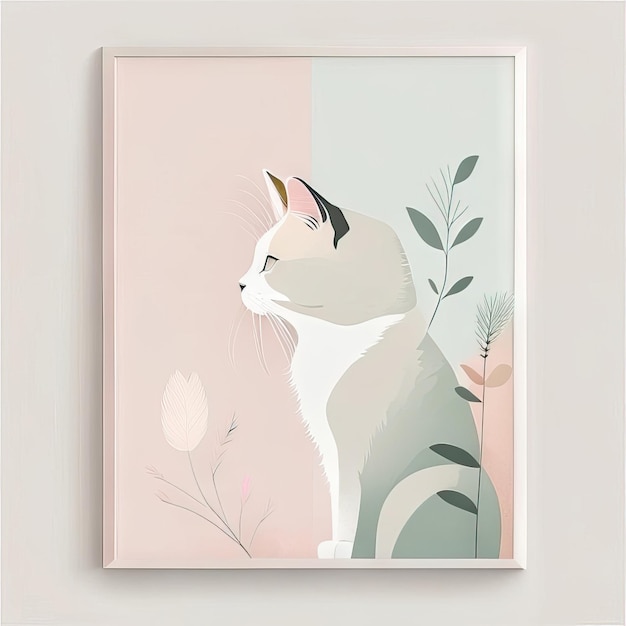 Ilustración minimalista de gato