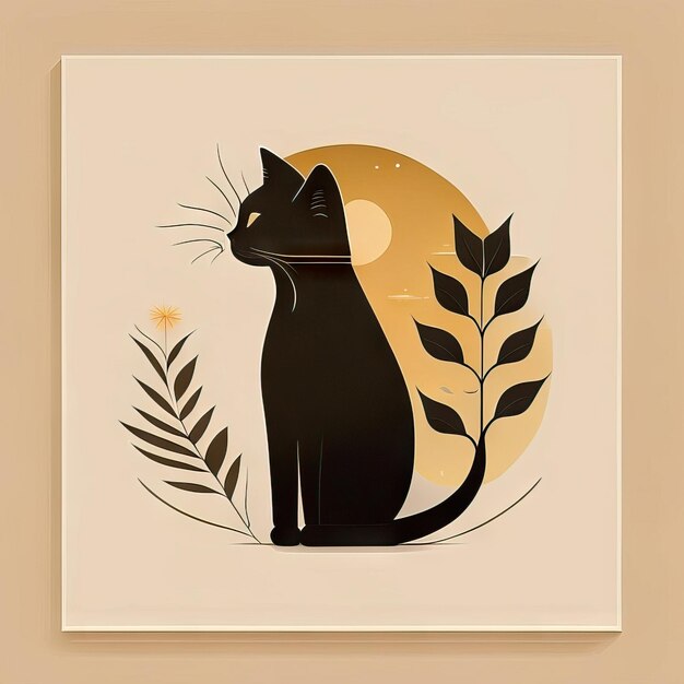 Ilustración minimalista de gato