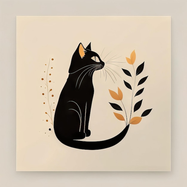 Ilustración minimalista de gato