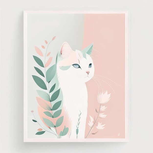 Foto ilustración minimalista de gato