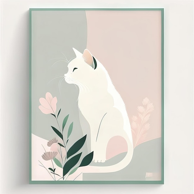 Ilustración minimalista de gato