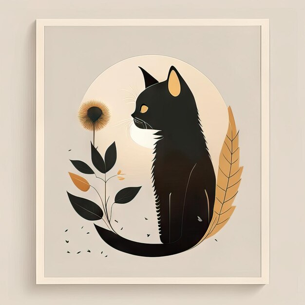 Foto ilustración minimalista de gato