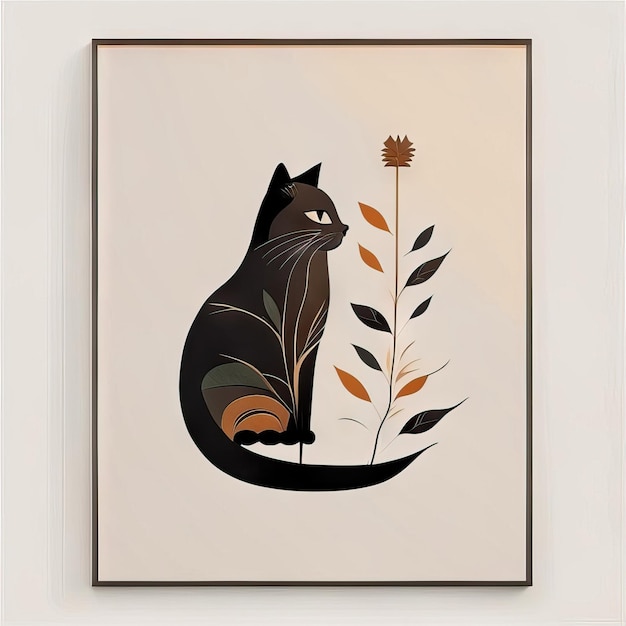 Ilustración minimalista de gato