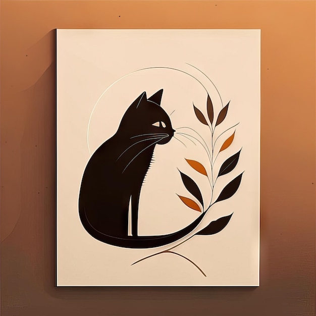 Ilustración minimalista de gato