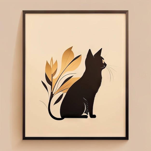 Ilustración minimalista de gato