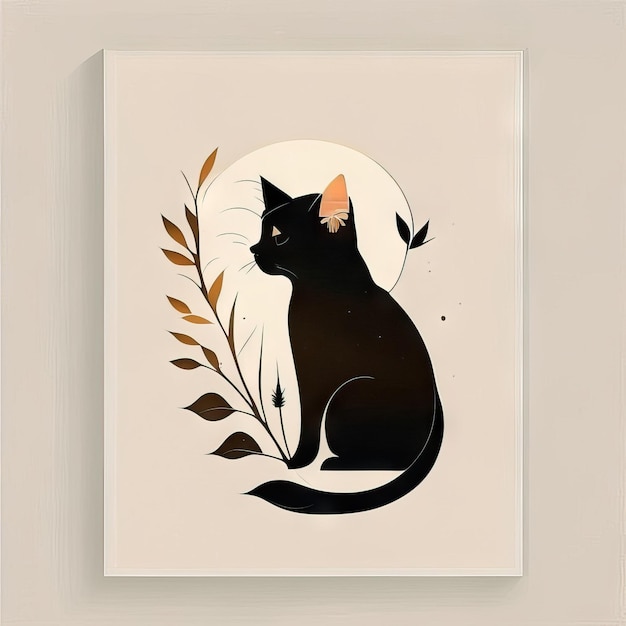 Ilustración minimalista de gato