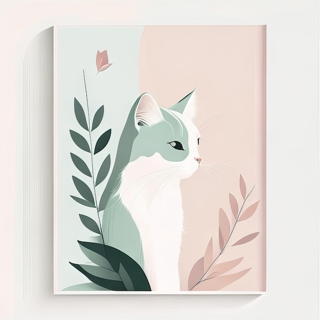 Ilustración minimalista de gato