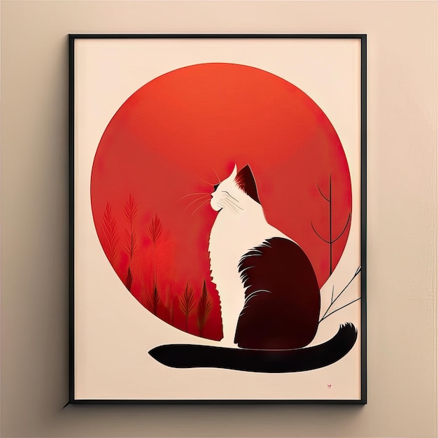 Ilustración minimalista de gato