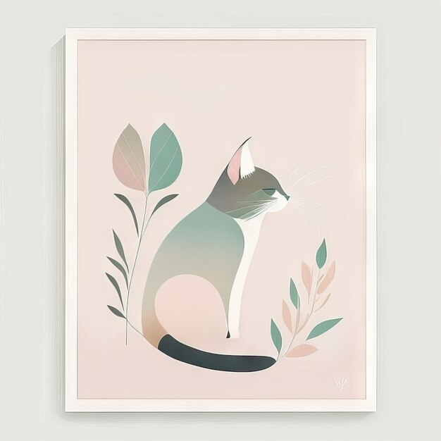 Foto ilustración minimalista de gato