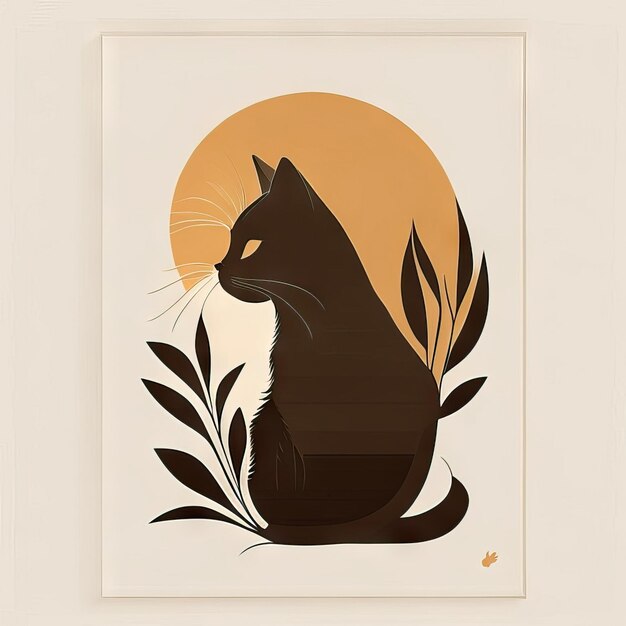 Foto ilustración minimalista de gato