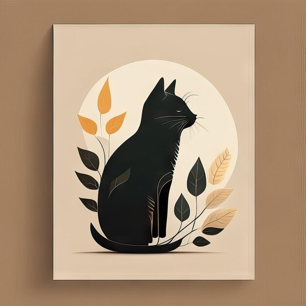 Ilustración minimalista de gato