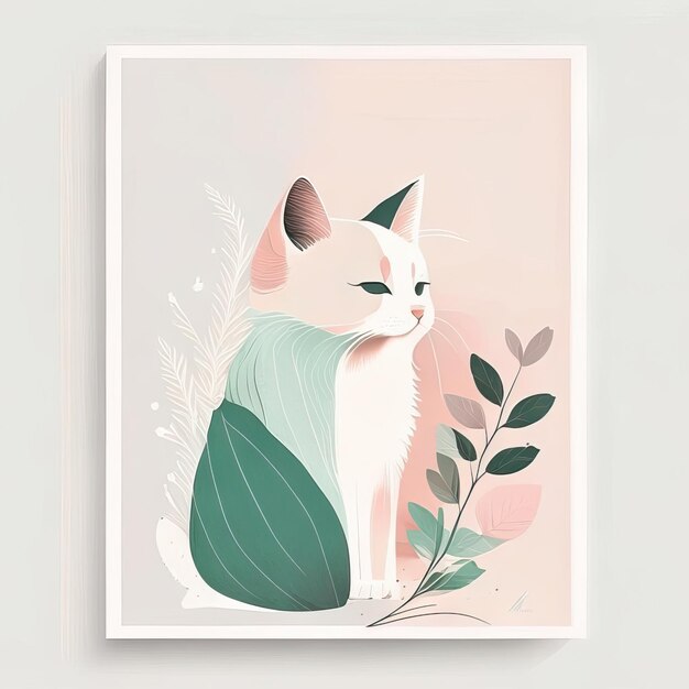 Foto ilustración minimalista de gato