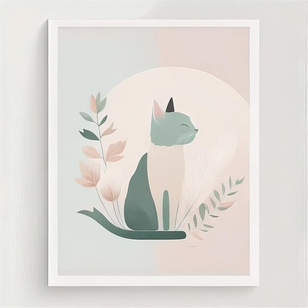 Foto ilustración minimalista de gato