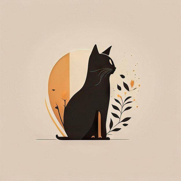 Ilustración minimalista de gato